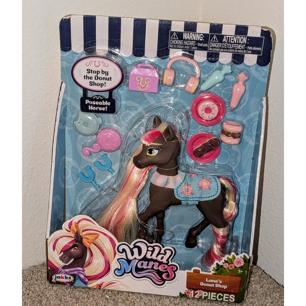 Wild Manes Lana Poseable Horse Donut Shop 12‎ Piece Playset Jakks NEW